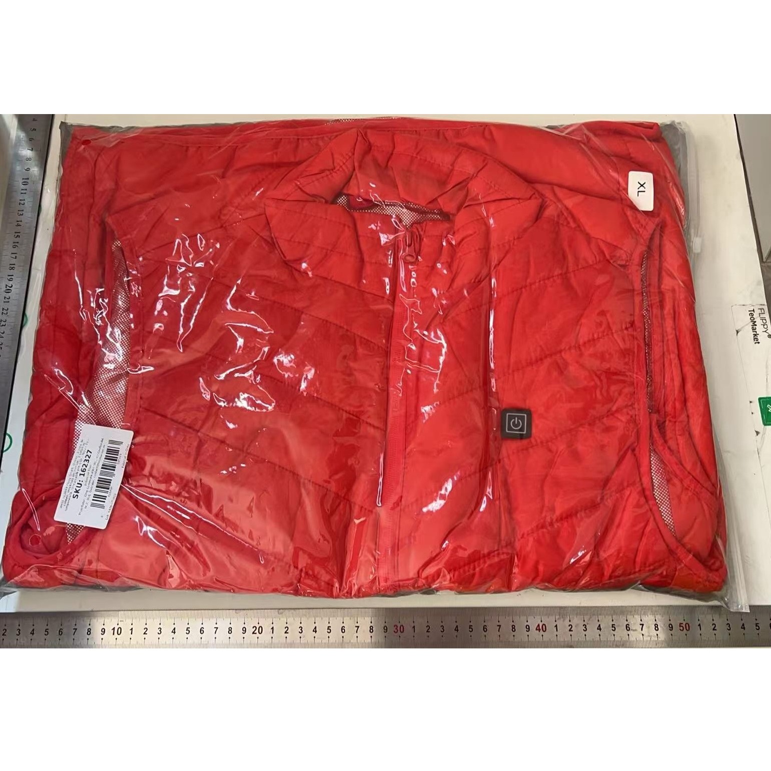 Vesta cu Incalzire, Flippy, Unisex, 2 Zone de Incalzire, Umplutura Bumbac, 3 Trepte de Temperatura, Incarcare USB, Rosu, 58 - 65 kg, Marime XL