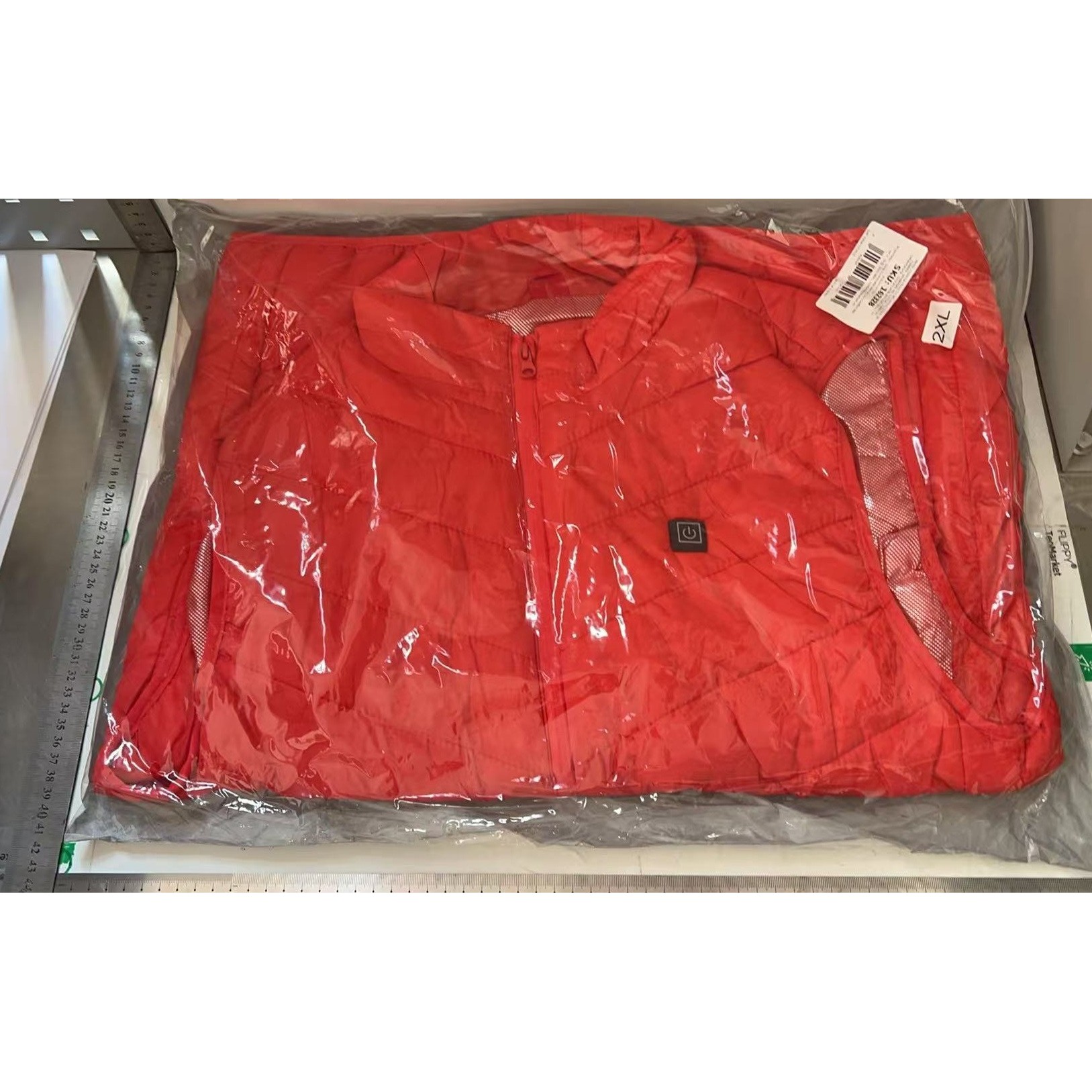 Vesta cu Incalzire, Flippy, Unisex, 2 Zone de Incalzire, Umplutura Bumbac, 3 Trepte de Temperatura, Incarcare USB, Rosu, 65 - 75 kg, Marime XXL