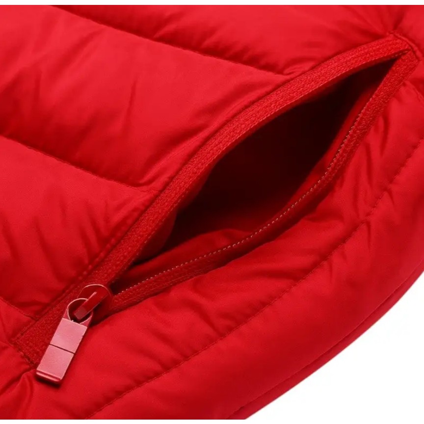 Vesta cu Incalzire, Flippy, Unisex, 2 Zone de Incalzire, Umplutura Bumbac, 3 Trepte de Temperatura, Incarcare USB, Rosu, 74 - 84 kg, Marime XXXL