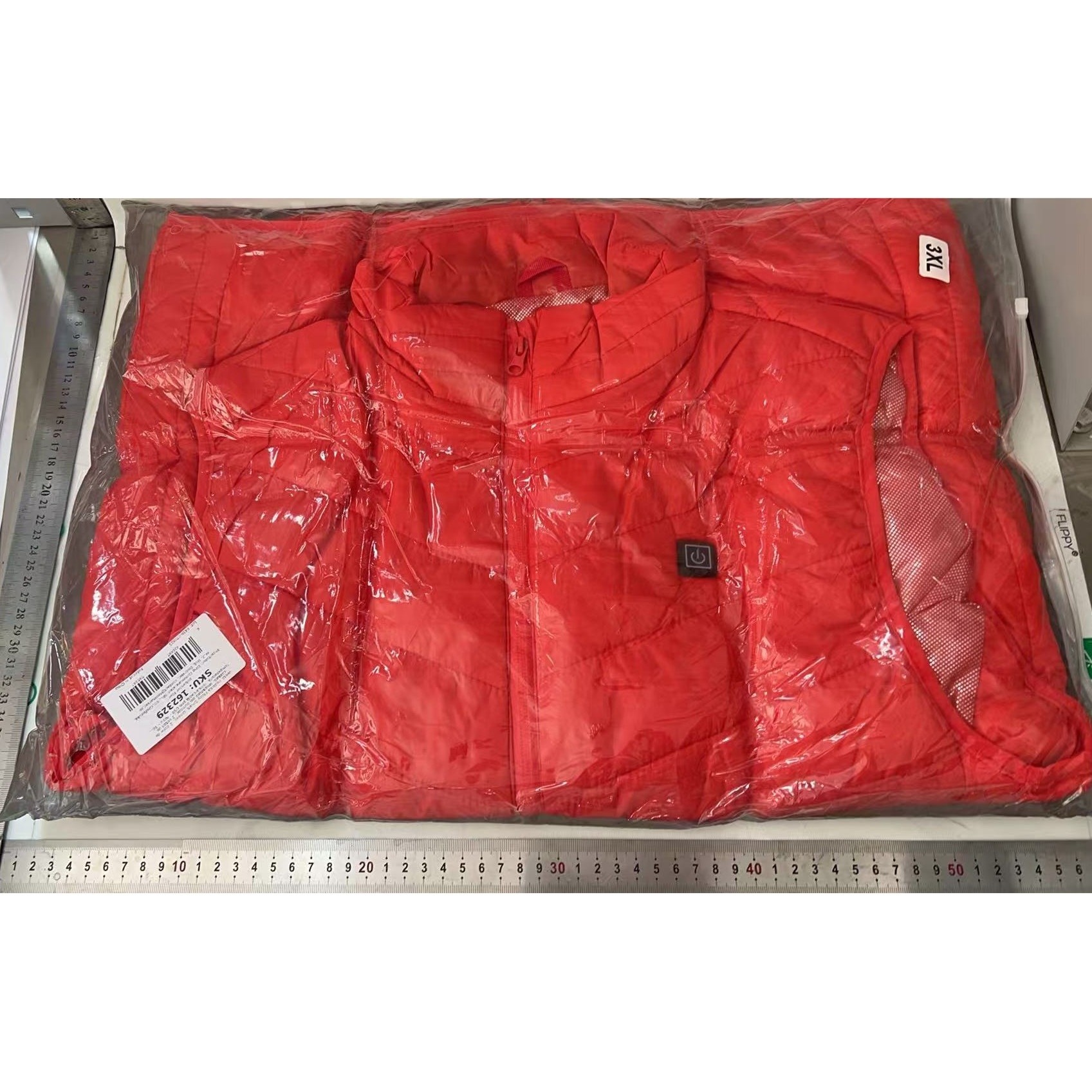 Vesta cu Incalzire, Flippy, Unisex, 2 Zone de Incalzire, Umplutura Bumbac, 3 Trepte de Temperatura, Incarcare USB, Rosu, 74 - 84 kg, Marime XXXL