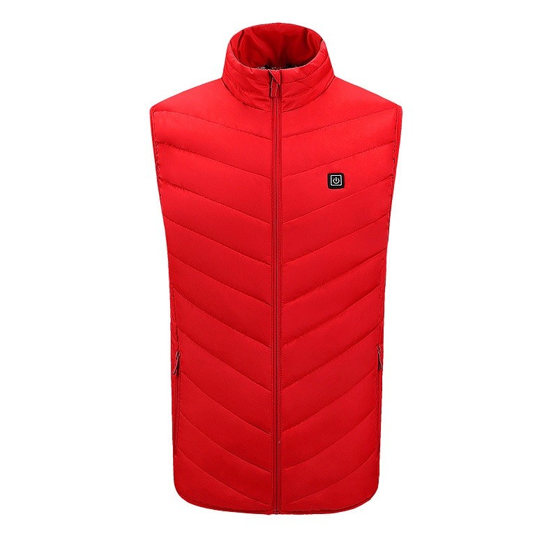 Vesta cu Incalzire, Flippy, Unisex, 2 Zone de Incalzire, Umplutura Bumbac, 3 Trepte de Temperatura, Incarcare USB, Rosu, 74 - 84 kg, Marime XXXL
