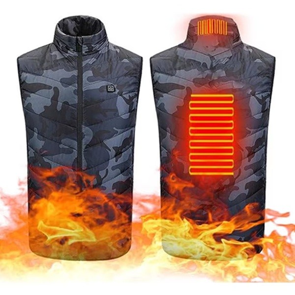 Vesta cu Incalzire, Flippy, Unisex, 2 Zone de Incalzire, Umplutura Bumbac, 3 Trepte de Temperatura, Incarcare USB, Albastru, 74 - 84 kg, Marime XXXL
