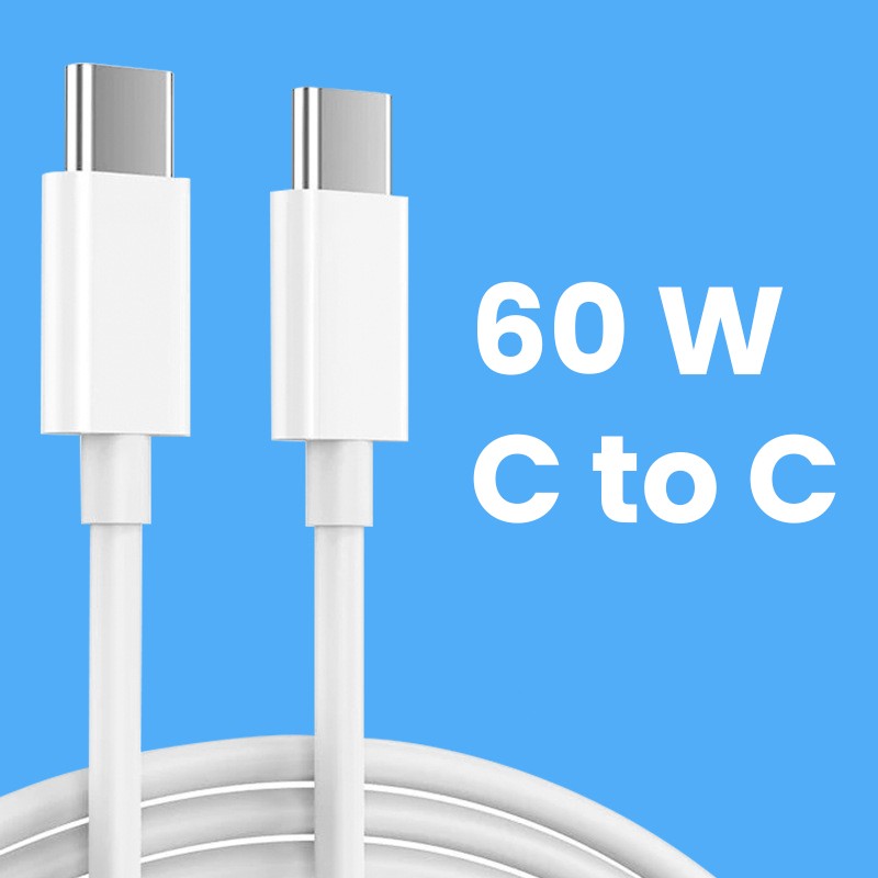 Cablu de Date pentru Telefon, Flippy, Cablu TYPE-C to TYPE-C Universal, Compatibil cu iOS si Android, Power Delivery 60W 130 cupru, 1.5 M, Simplu, Alb