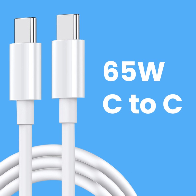 Cablu de Date pentru Telefon, Flippy, Cablu TYPE-C to TYPE-C Universal, Compatibil cu iOS si Android, Power Delivery 65W 130 cupru, 1 M, Simplu, Alb