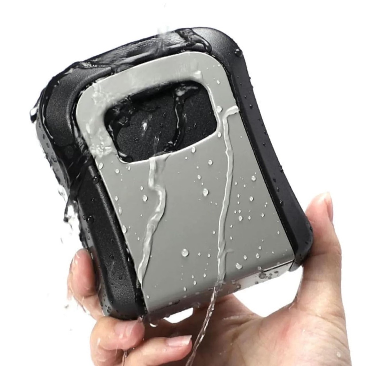 Cutie pentru Chei cu Parola, Flippy, din Aliaj de Aluminiu si Plastic, Cod din 4 Cifre, Impermeabila, Gri