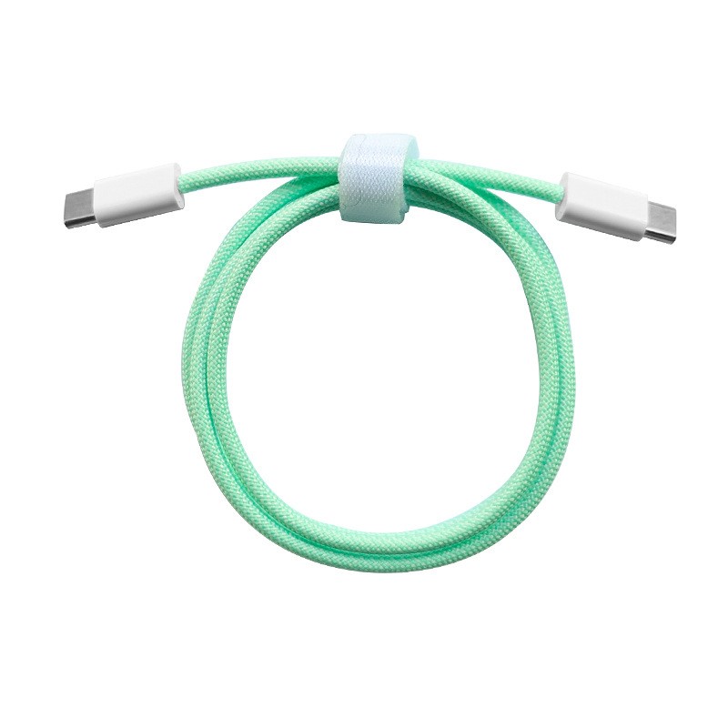 Cablu de Date Universal, Flippy, Incarcare Rapida, Type-C to Type-C Compatibil cu Telefon sau Tableta, Cablu de Incarcare Impletit din Nailon, 1 m, Verde