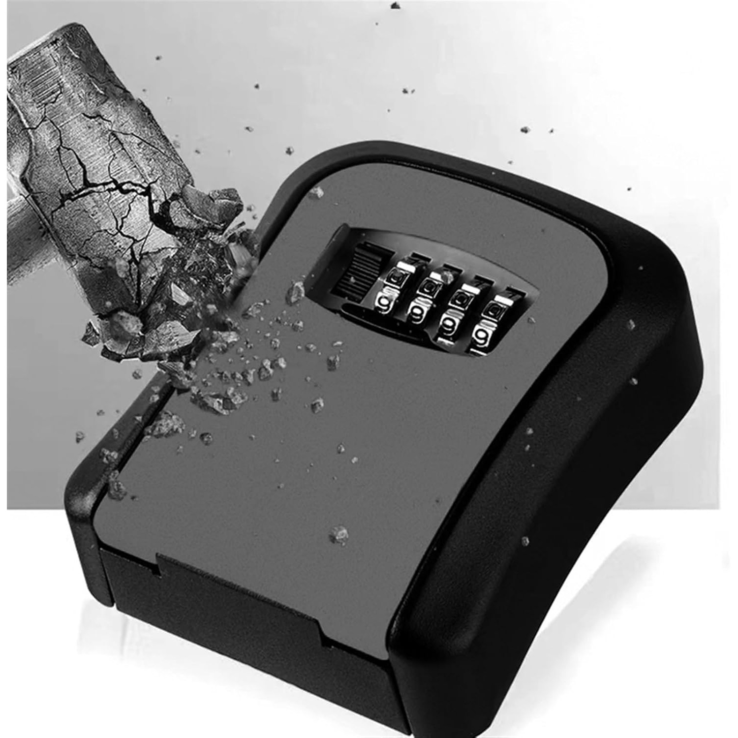Cutie pentru Chei cu Parola, Flippy, din Aliaj de Aluminiu si Plastic, Cod din 4 Cifre, Impermeabila, Negru