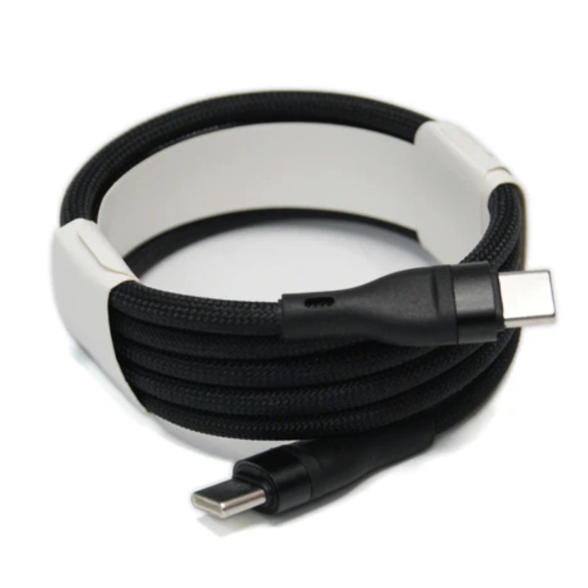 Cablu de Date Universal, Flippy, Incarcare Rapida, Type-C to Type-C Compatibil cu Telefon sau Tableta, Cablu de Incarcare Impletit din Nailon, 1 m, Negru