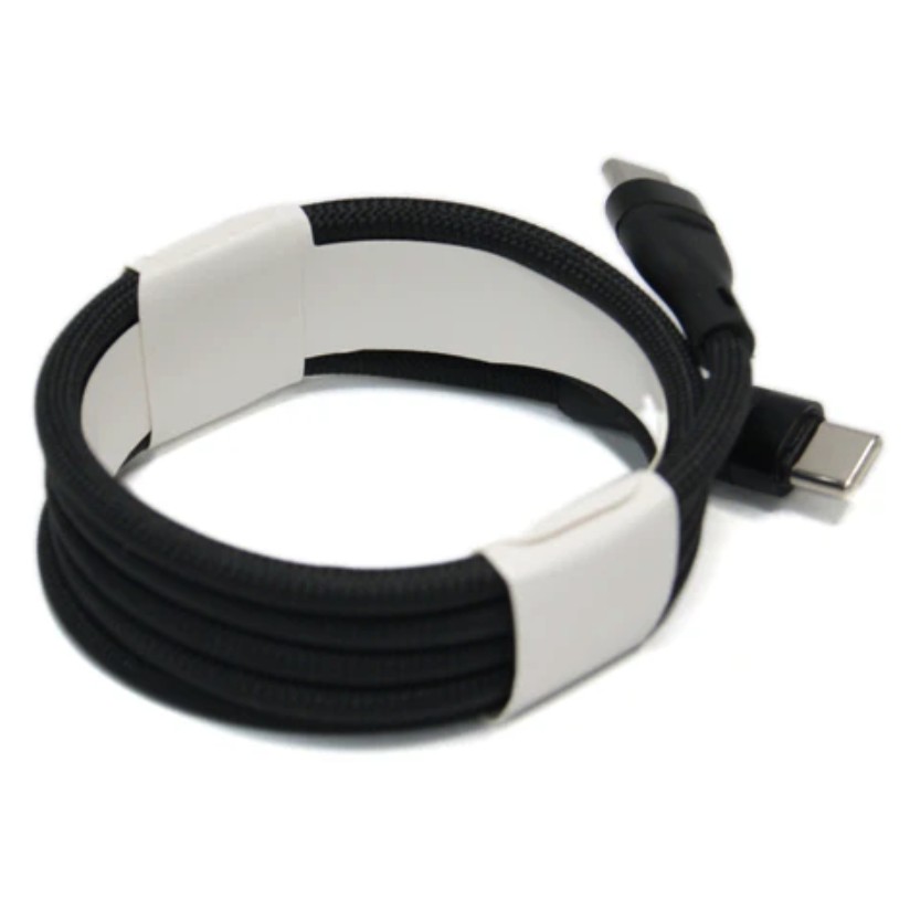 Cablu de Date Universal, Flippy, Incarcare Rapida, Type-C to Type-C Compatibil cu Telefon sau Tableta, Cablu de Incarcare Impletit din Nailon, 1 m, Negru