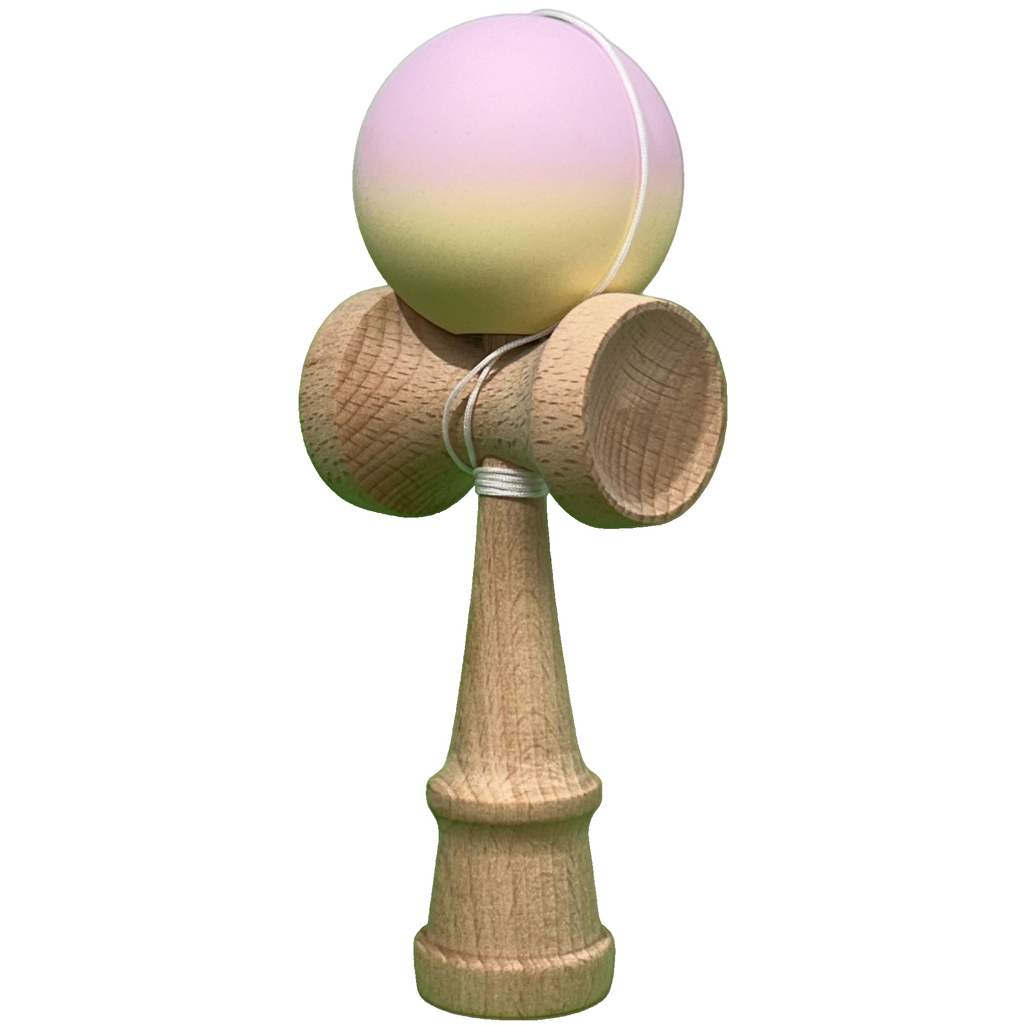 Jucarie Kendama, Flippy, din Lemn, Profesionala, 18 cm, Gradient Roz/Galben