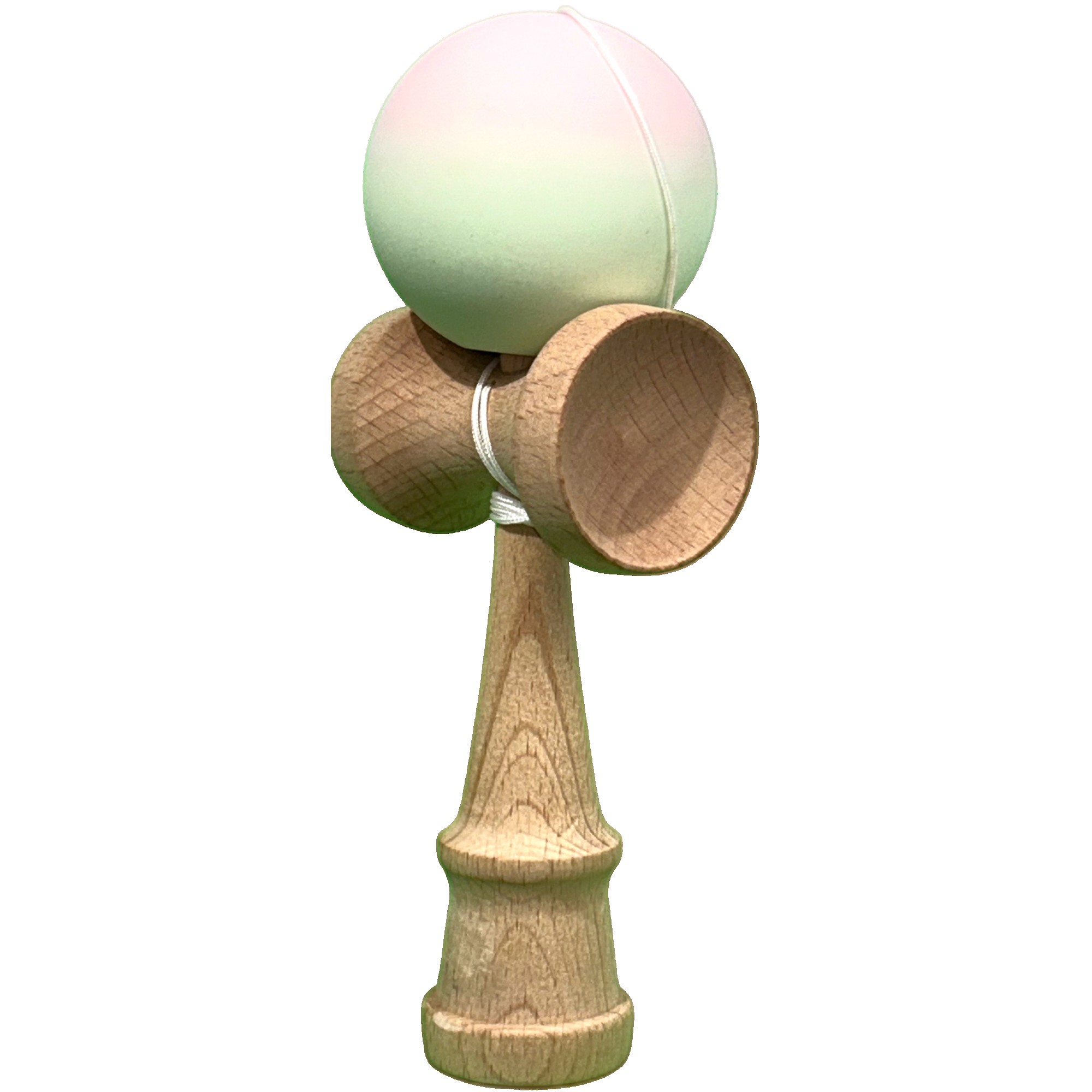 Jucarie Kendama, Flippy, din Lemn, Profesionala, 18 cm, Gradient Roz/Verde