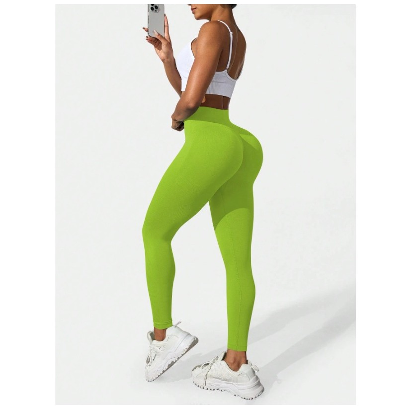 Pantaloni de Fitness/Yoga, Flippy, pentru Femei, Material Elastic, Spandex, Talie Inalta, Verde, Marime M