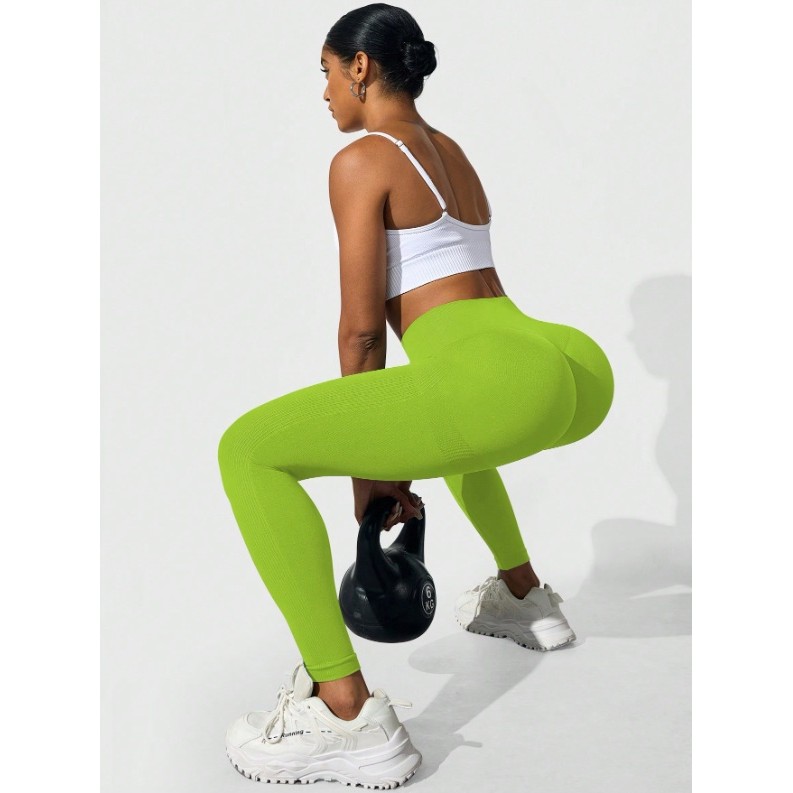 Pantaloni de Fitness/Yoga, Flippy, pentru Femei, Material Elastic, Spandex, Talie Inalta, Verde, Marime M
