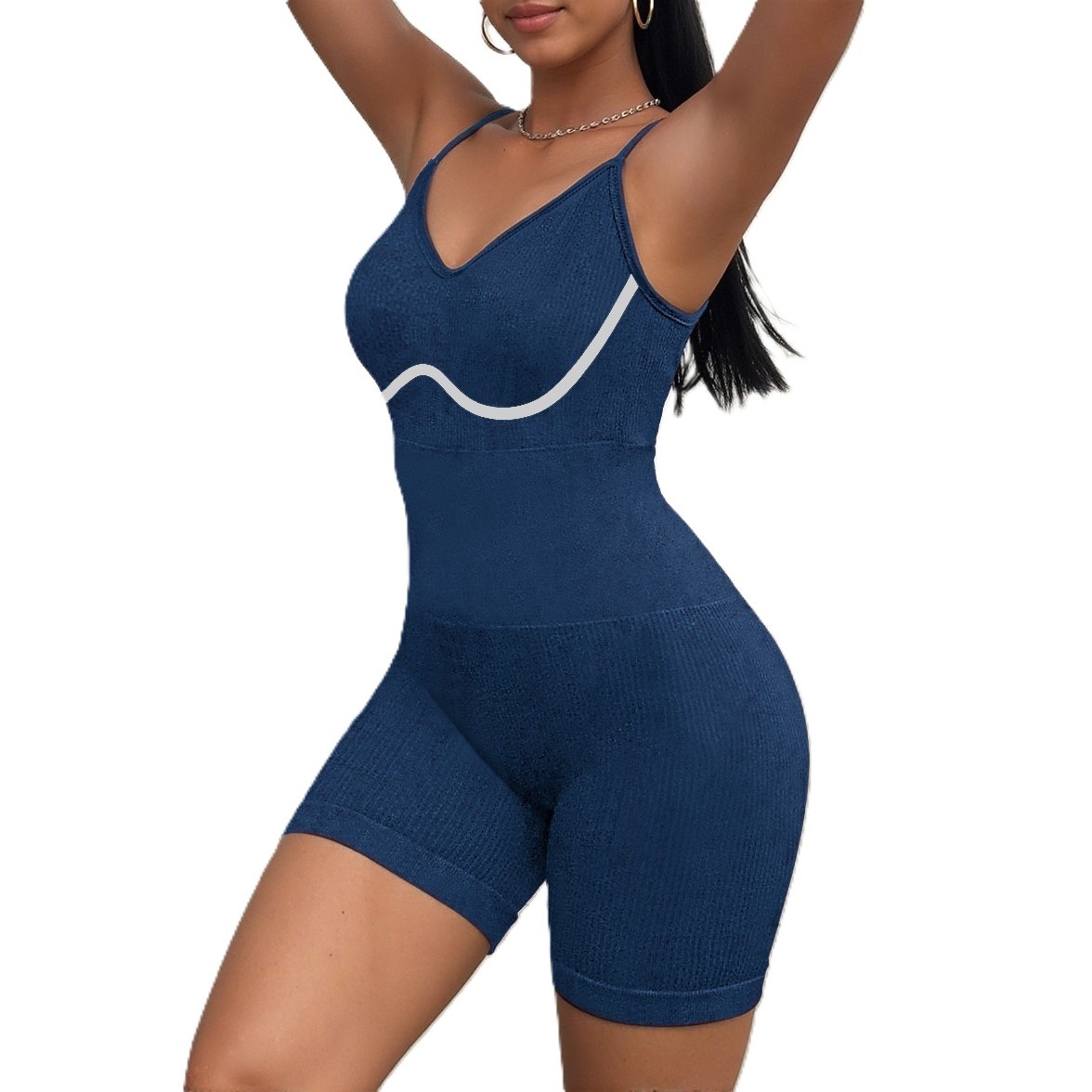 Costum de Fitness/Yoga, Flippy, One Piece, pentru Femei, Material Elastic, Spandex, Albastru, Marime M