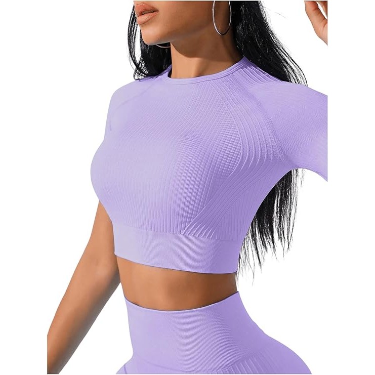 Costum pentru Fitness/Yoga, Flippy, pentru Femei, Material Elastic, Spandex, Talie Inalta, Mov, Marime S