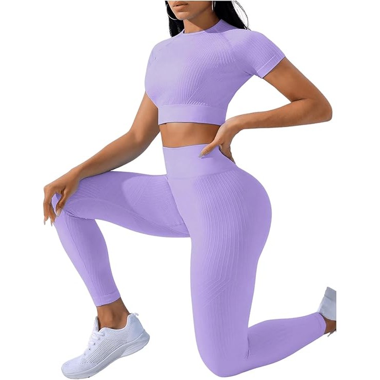Costum pentru Fitness/Yoga, Flippy, pentru Femei, Material Elastic, Spandex, Talie Inalta, Mov, Marime S