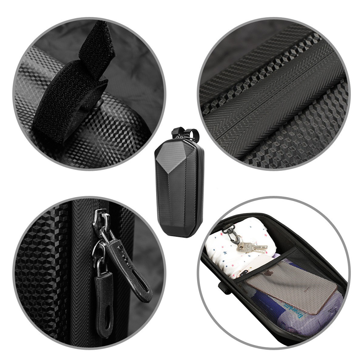 Geanta pentru Trotineta Electrica, Flippy, Hard Shell de 4 L, Geanta Frontala pentru Bicicleta, Impermiabila Rigida pentru Bicicleta, 30 x 15.5 x 13 cm, Negru