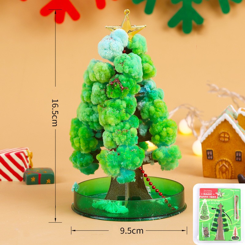 Brad Copac de Hartie Infloritor pe Apa, Flippy, Jucarie Brad Magic Infloritor de Craciun, Crestere Lenta in 8-24 h, Decoratiune de Craciun, 16.5 x 9.5 x 9.5 cm, Verde