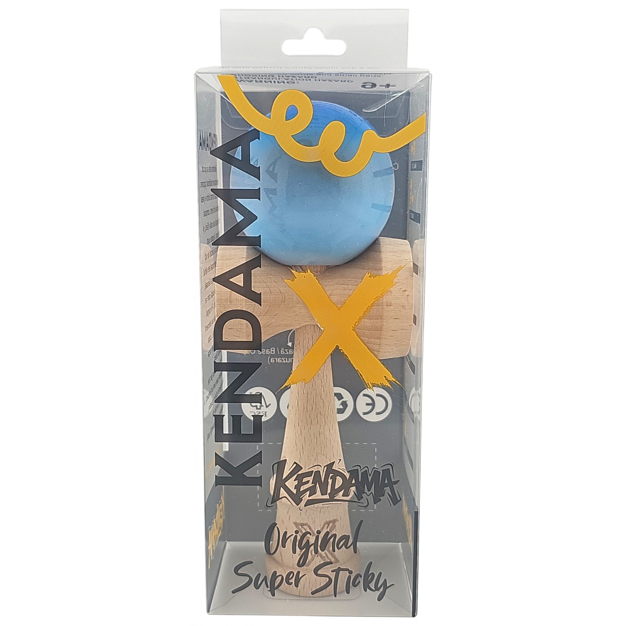 Kendama X Originala, Profesionala, , Super Sticky din Lemn, 18 cm, Gradient Albastru/Gri/Bleu 4