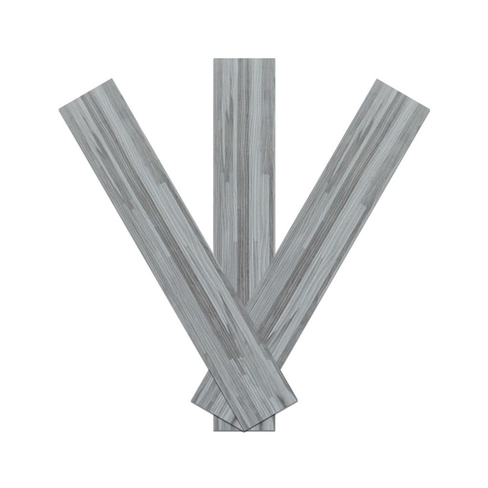 Set 36 Placi Autoadezive pentru Pardoseala, Flippy, din PVC, Impermeabil, Ignifug, Usor de Curatat, Dimensiune Placa 91.44 x 15.24 cm, Grosime 1.5 mm, Acoperire 5 m2, Model 4, Gri