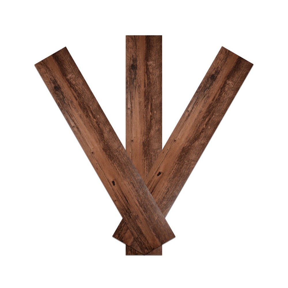 Set 36 Placi Autoadezive pentru Pardoseala, Flippy, din PVC, Impermeabil, Ignifug, Usor de Curatat, Dimensiune Placa 91.44 x 15.24 cm, Grosime 1.5 mm, Acoperire 5 m2, Model 6, Maro