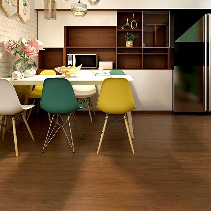 Set 36 Placi Autoadezive pentru Pardoseala, Flippy, din PVC, Impermeabil, Ignifug, Usor de Curatat, Dimensiune Placa 91.44 x 15.24 cm, Grosime 1.5 mm, Acoperire 5 m2, Model 8, Caramiziu