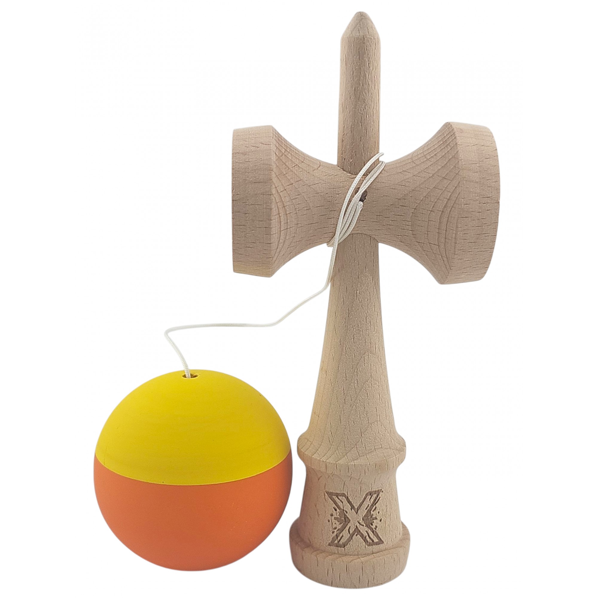 Kendama X Originala, Profesionala, Flippy, din Lemn, Rubber Grip, 18 cm, Galben/Portocaliu Kendama X Originala, Profesionala, Flippy, din Lemn, Rubber Grip, 18 cm, Galben/Portocaliu