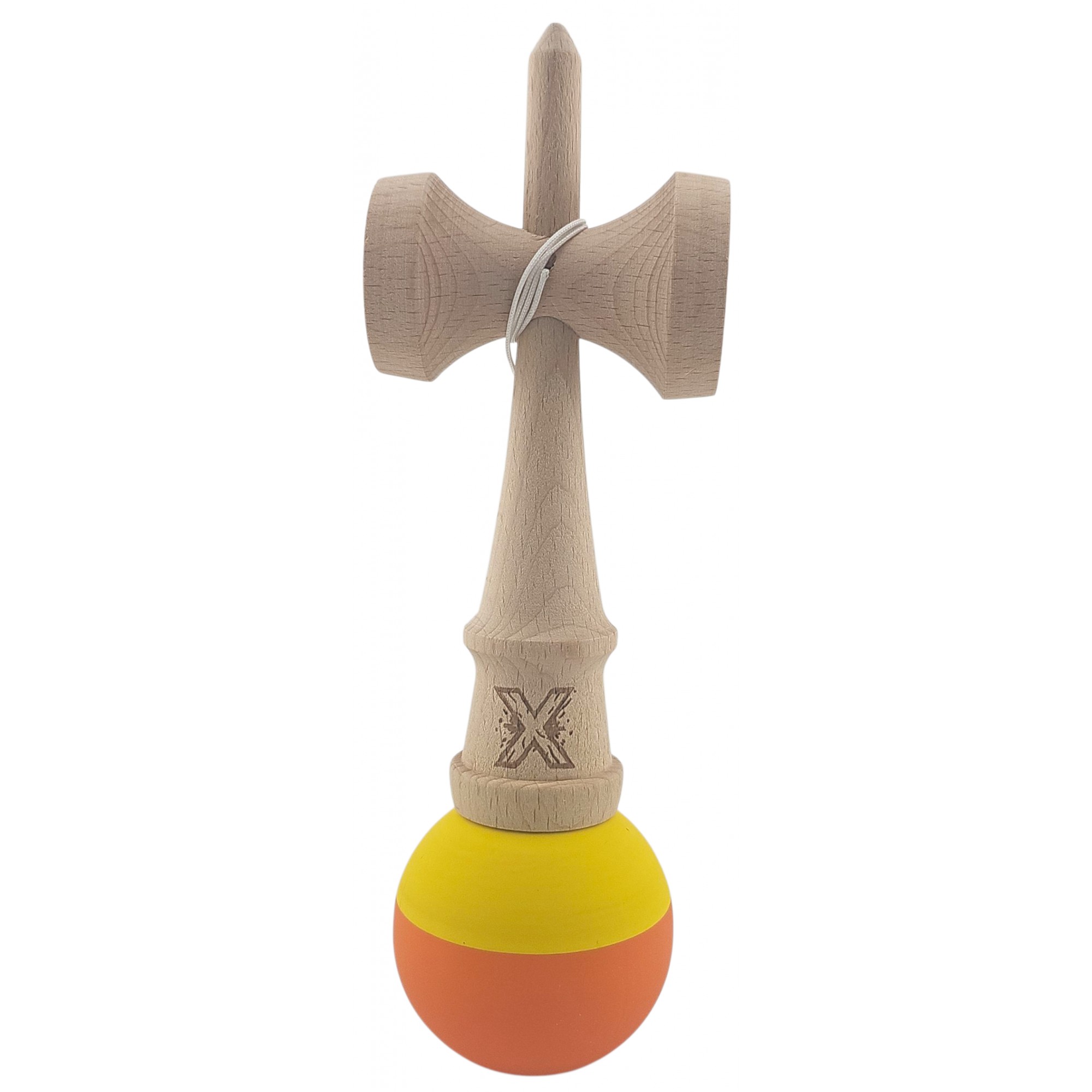 Kendama X Originala, Profesionala, Flippy, din Lemn, Rubber Grip, 18 cm, Galben/Portocaliu Kendama X Originala, Profesionala, Flippy, din Lemn, Rubber Grip, 18 cm, Galben/Portocaliu