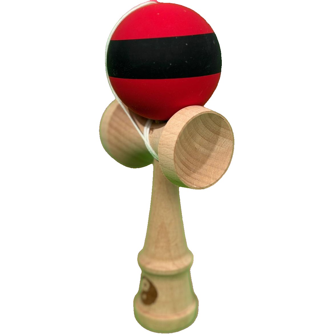 Kendama X Originala, Flippy, 18 cm, Profesionala, +9 Ani, din Lemn, Model cu Dunga, Rosu/Negru