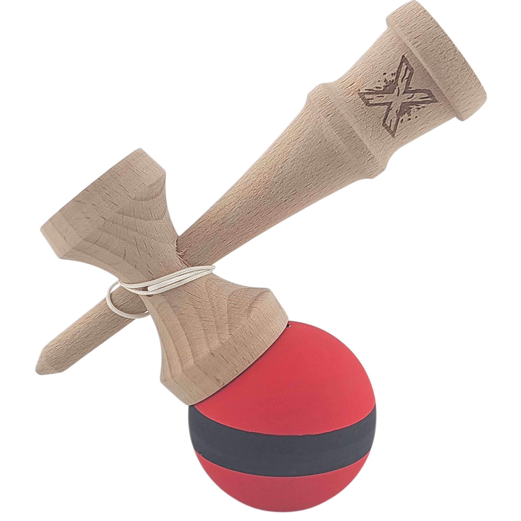Kendama X Originala, Profesionala, Flippy, din Lemn, Rubber Grip, 18 cm, Rosu/Negru Kendama X Originala, Profesionala, Flippy, din Lemn, Rubber Grip, 18 cm, Rosu/Negru