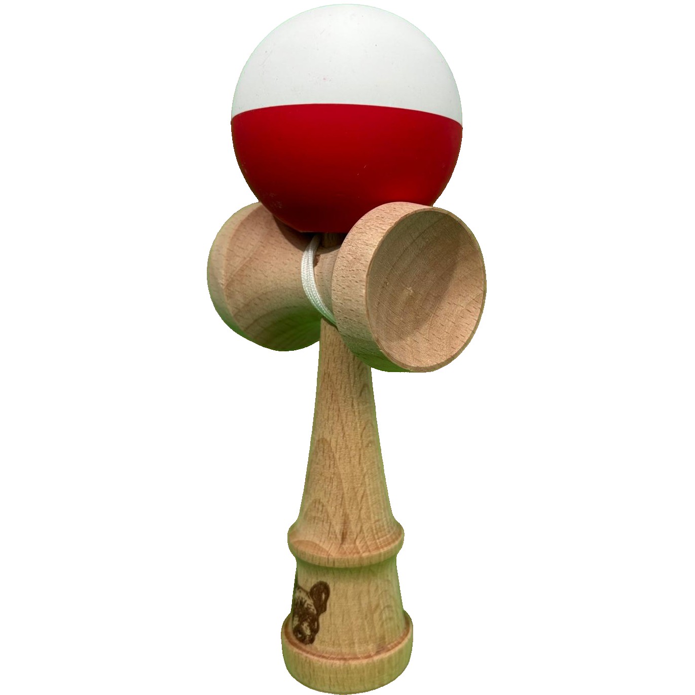 Jucarie Originala Kendama X, Flippy, Profesionala, din Lemn, 18 cm, Alb/Rosu