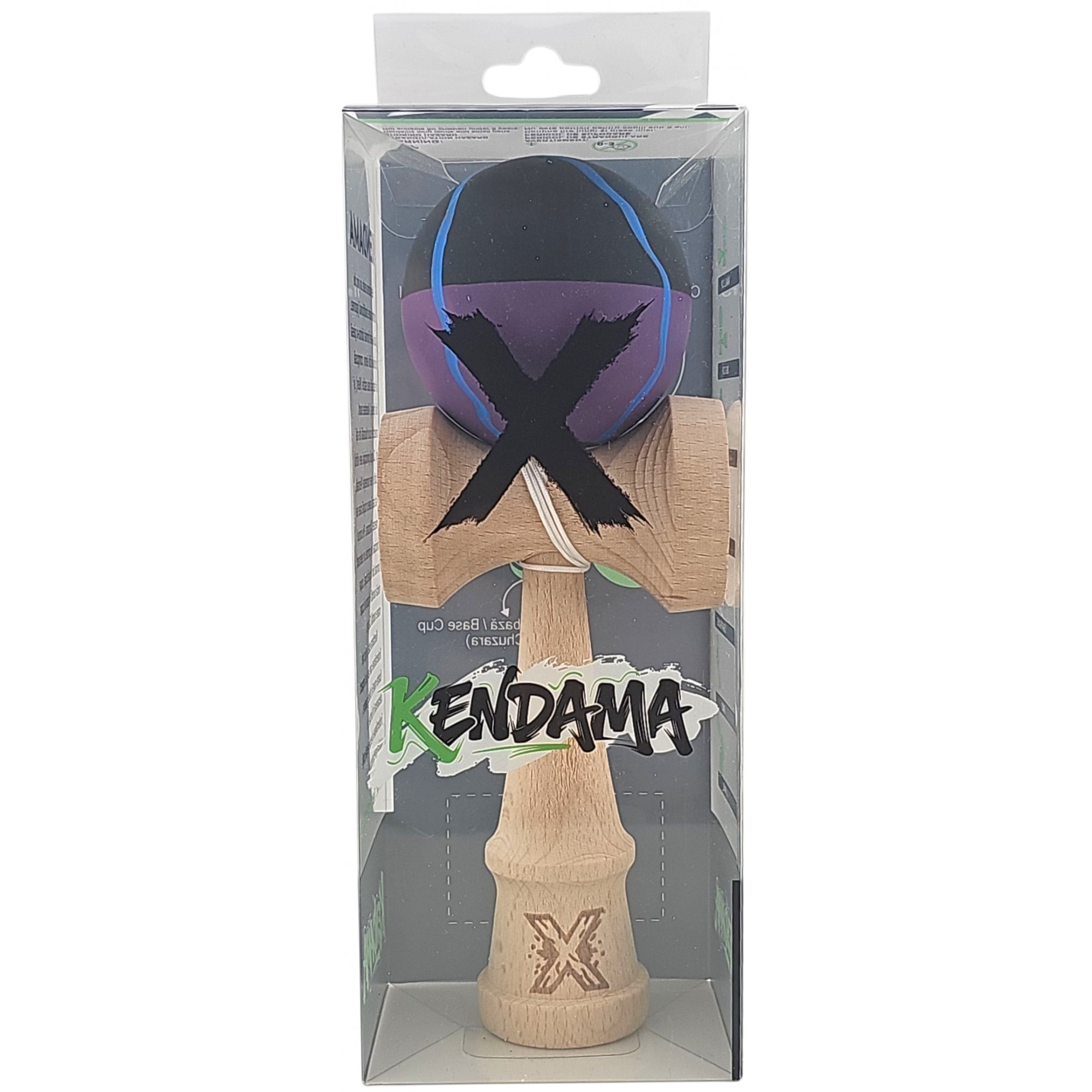 Kendama X Originala, Profesionala, Flippy, din Lemn, Rubber Grip, 18 cm, Negru/Mov/Albastru Kendama X Originala, Profesionala, Flippy, din Lemn, Rubber Grip, 18 cm, Negru/Mov/Albastru