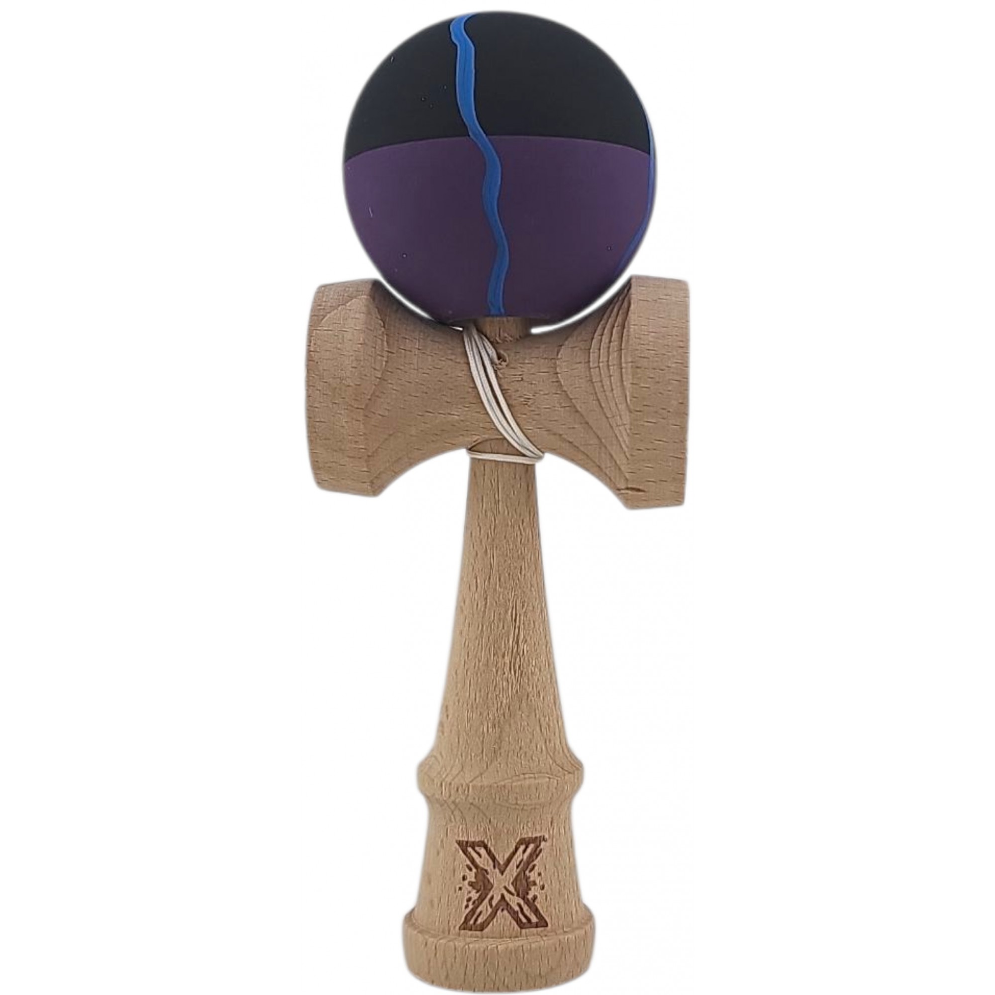 Kendama X Originala, Profesionala, Flippy, din Lemn, Rubber Grip, 18 cm, Negru/Mov/Albastru Kendama X Originala, Profesionala, Flippy, din Lemn, Rubber Grip, 18 cm, Negru/Mov/Albastru
