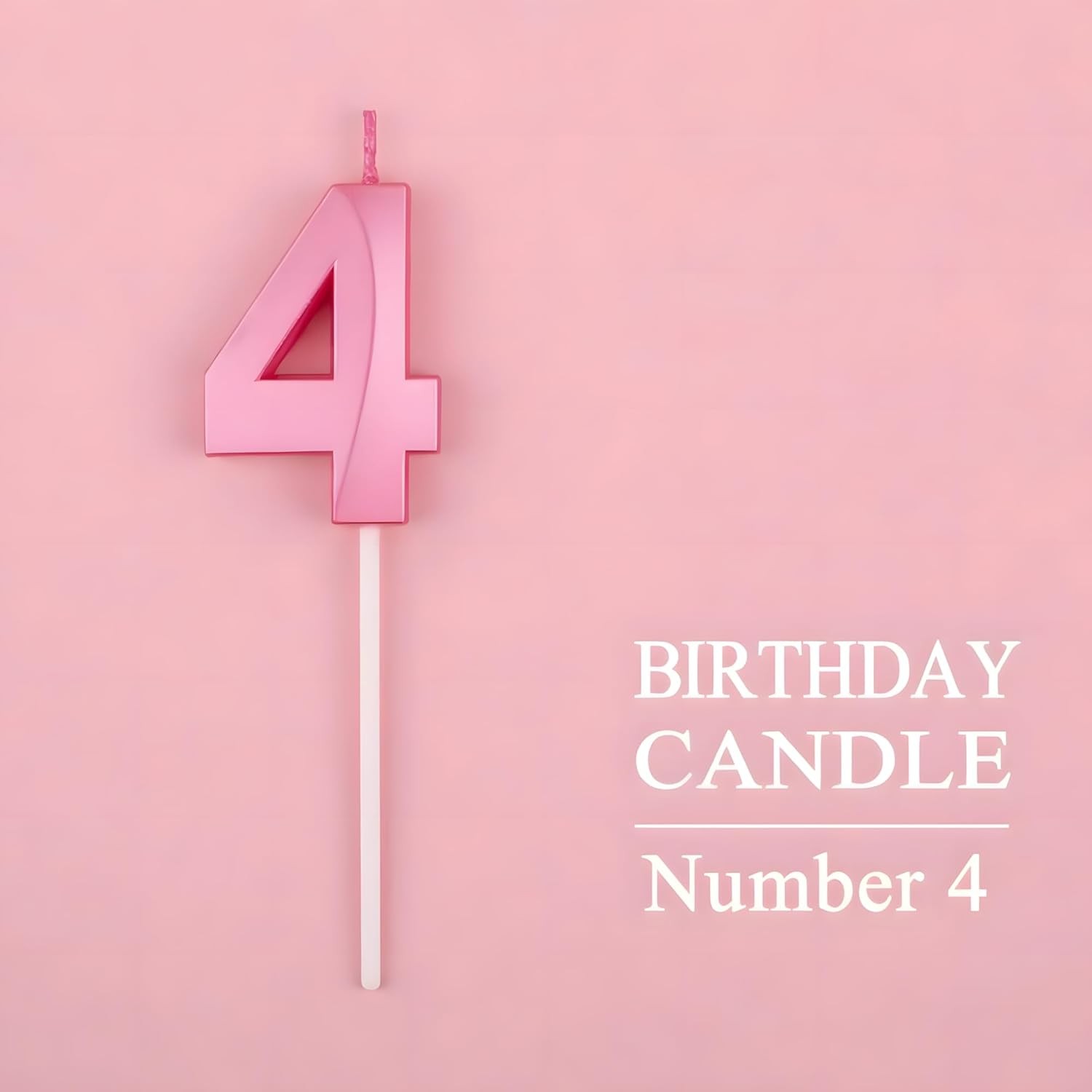 Lumanare Cifra 4, Flippy, Model Diamond, 5 x 3.4 cm, Roz