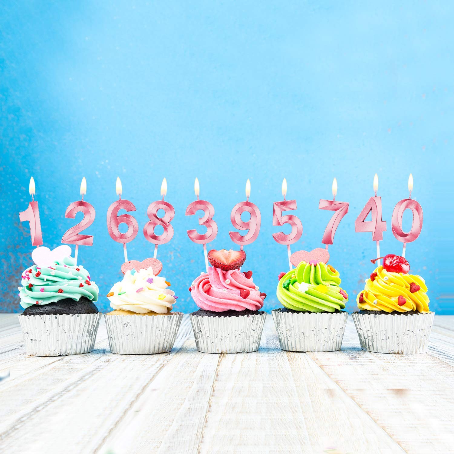 Lumanare Cifra 6, Flippy, Model Diamond, 5 x 3.4 cm, Roz