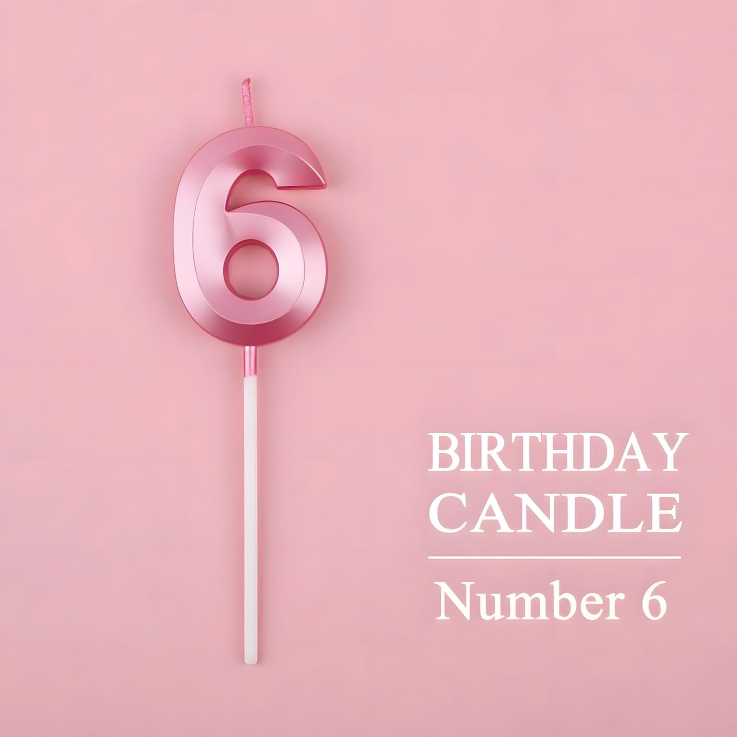 Lumanare Cifra 6, Flippy, Model Diamond, 5 x 3.4 cm, Roz