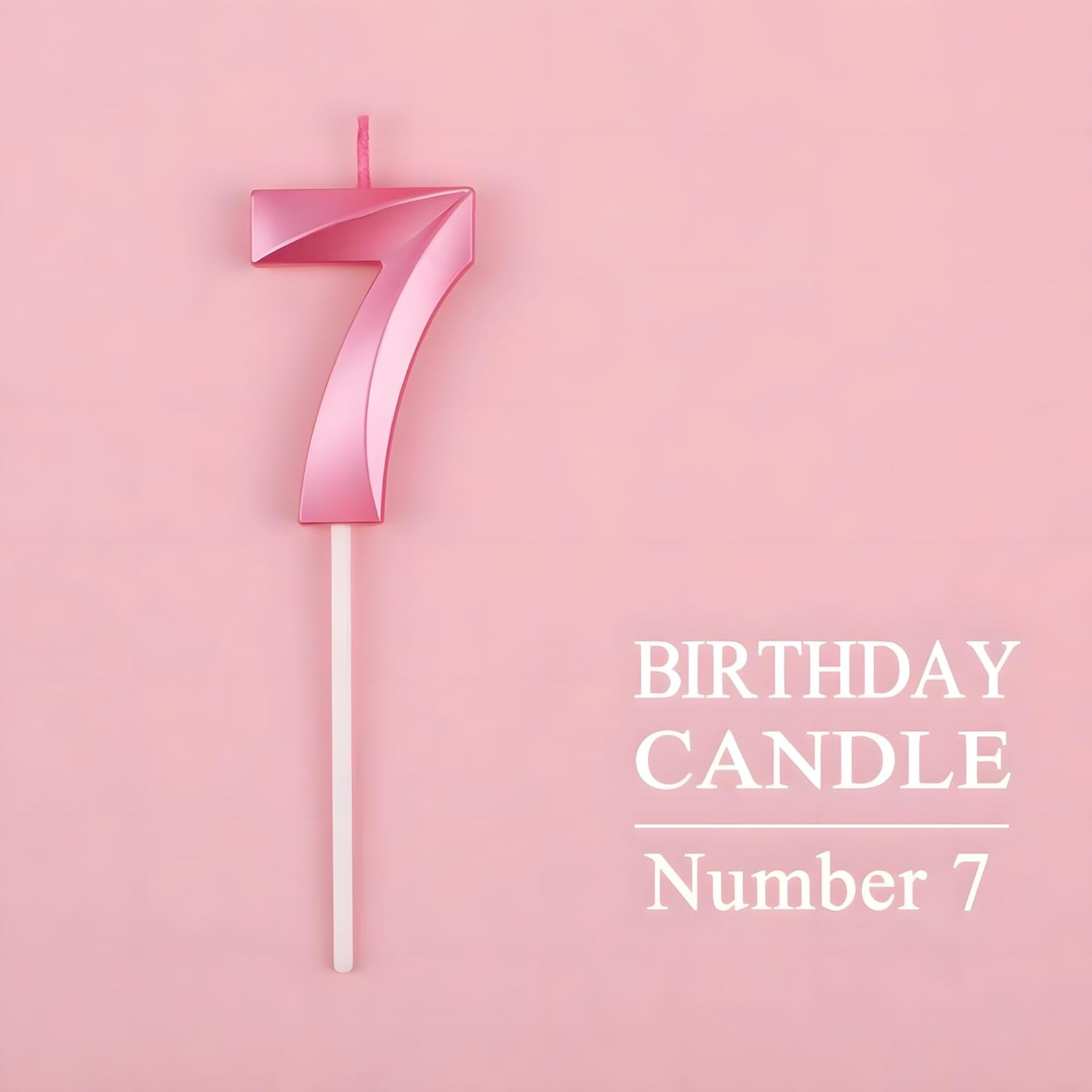 Lumanare Cifra 7, Flippy, Model Diamond, 5 x 3.4 cm, Roz