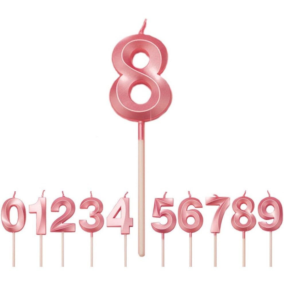 Lumanare Cifra 8, Flippy, Model Diamond, 5 x 3.4 cm, Roz