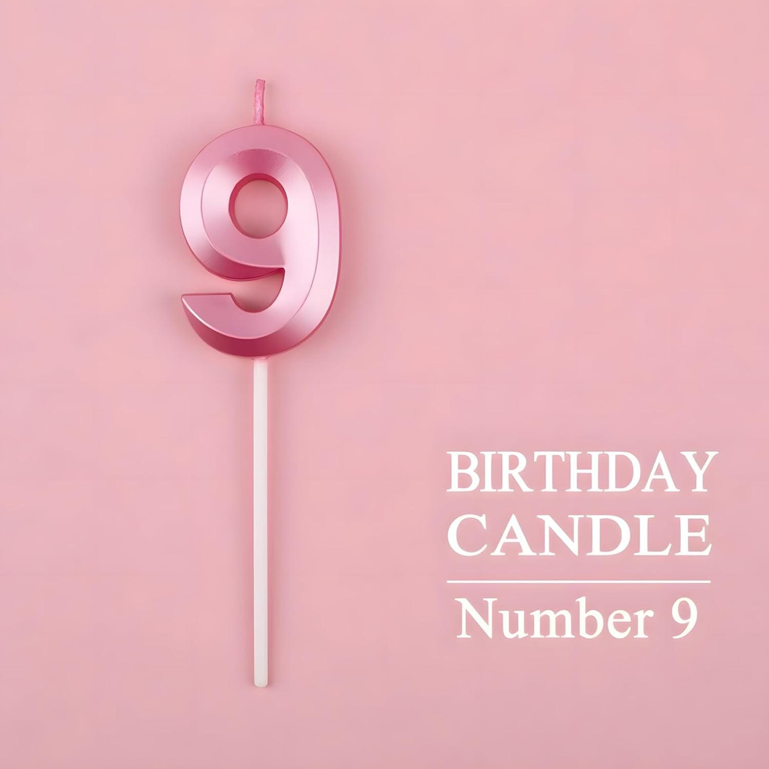 Lumanare Cifra 9, Flippy, Model Diamond, 5 x 3.4 cm, Roz