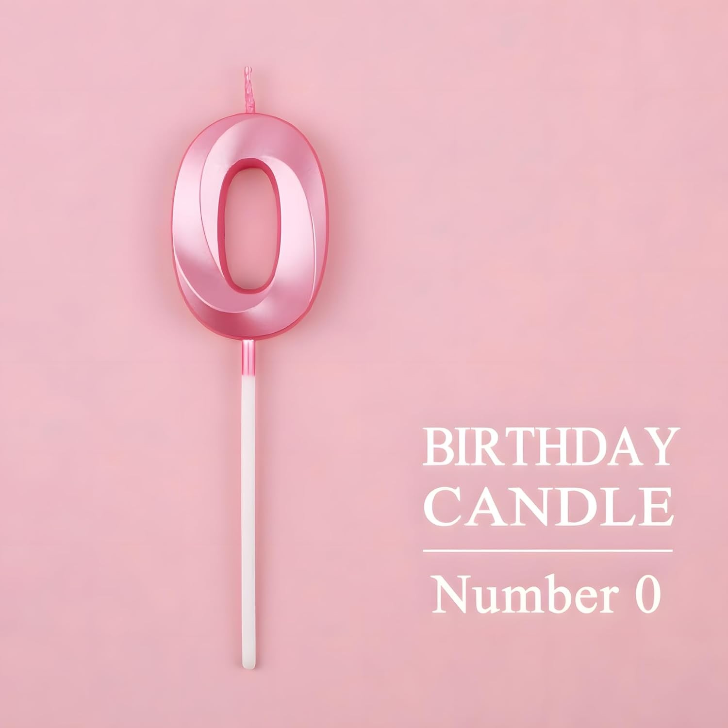 Lumanare Cifra 0, Flippy, Model Diamond, 5 x 3.4 cm, Roz