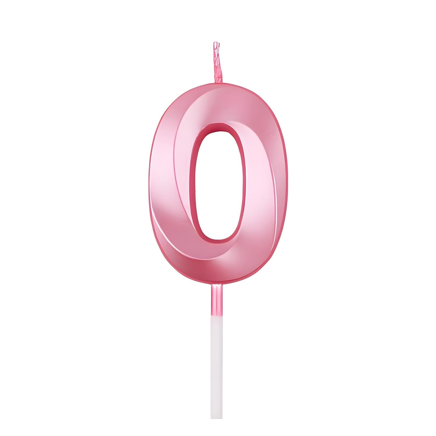 Lumanare Cifra 0, Flippy, Model Diamond, 5 x 3.4 cm, Roz