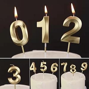 Lumanare Cifra 1, Flippy, Model Diamond, 5 x 3.4 cm, Auriu