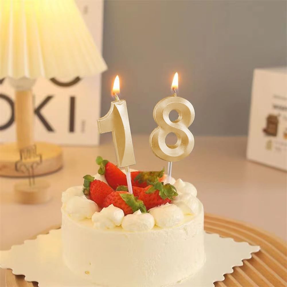 Lumanare Cifra 1, Flippy, Model Diamond, 5 x 3.4 cm, Auriu