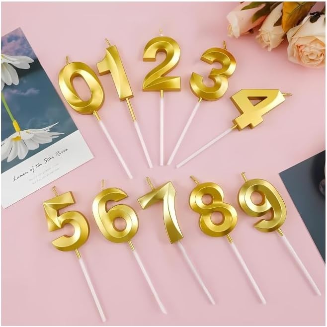 Lumanare Cifra 7, Flippy, Model Diamond, 5 x 3.4 cm, Auriu