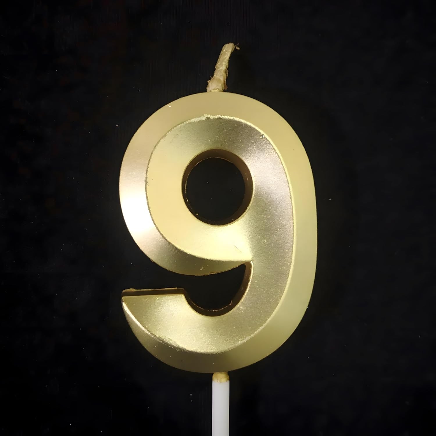 Lumanare Cifra 9, Flippy, Model Diamond, 5 x 3.4 cm, Auriu