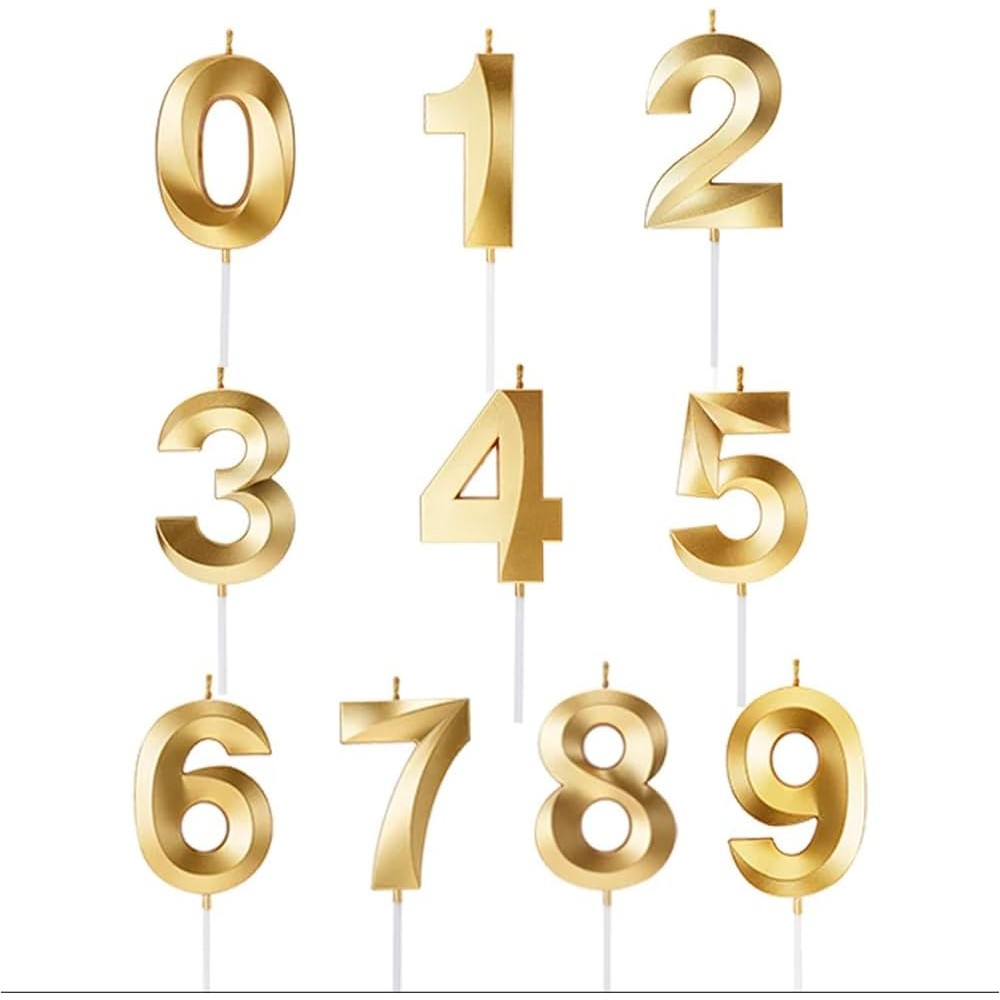 Lumanare Cifra 9, Flippy, Model Diamond, 5 x 3.4 cm, Auriu