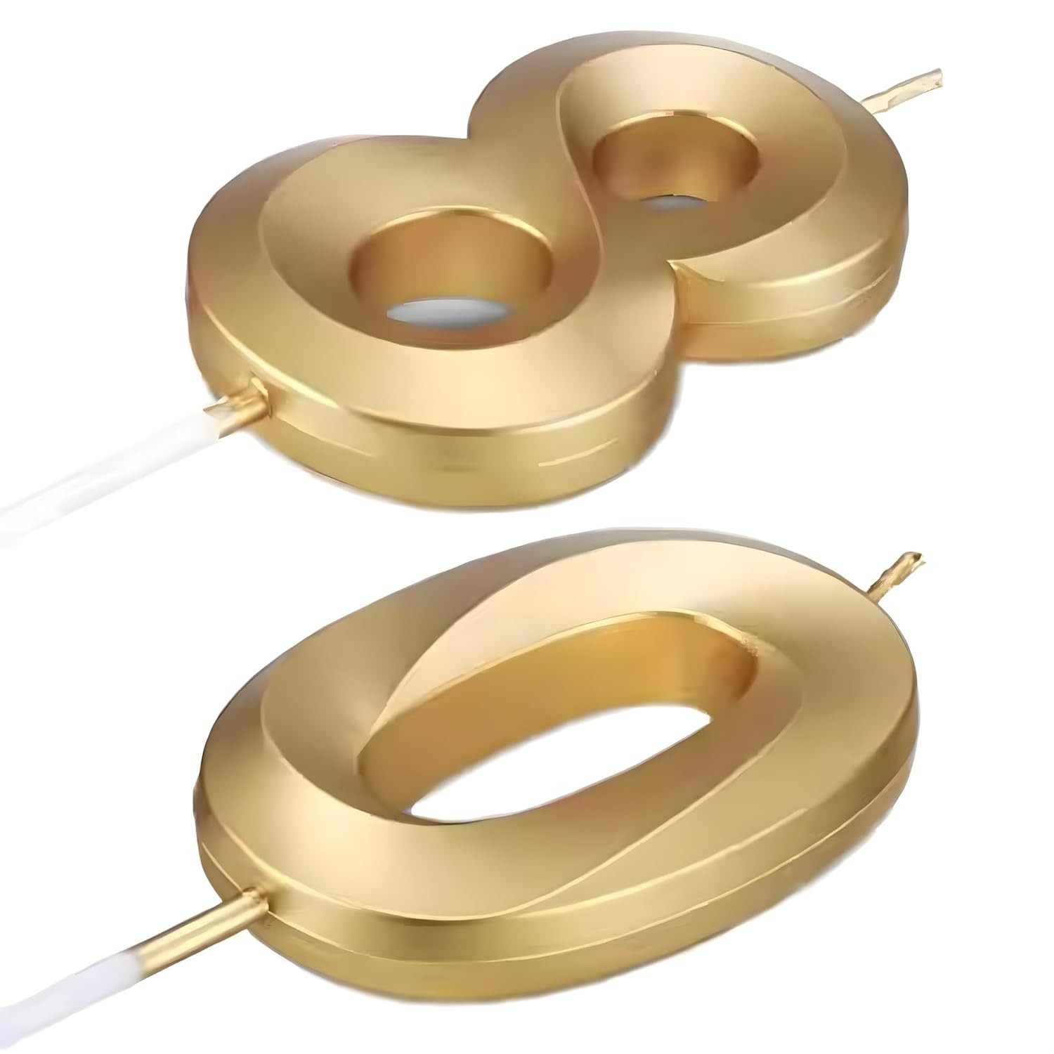 Lumanare Cifra 0, Flippy, Model Diamond, 5 x 3.4 cm, Auriu