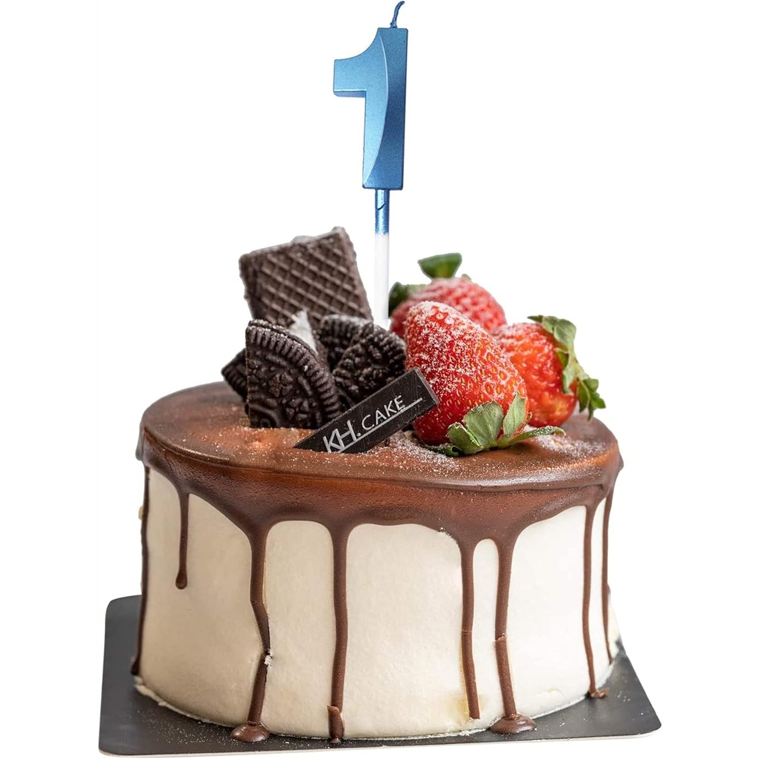 Lumanare Cifra 1, Flippy, Model Diamond, 5 x 3.4 cm, Albastru