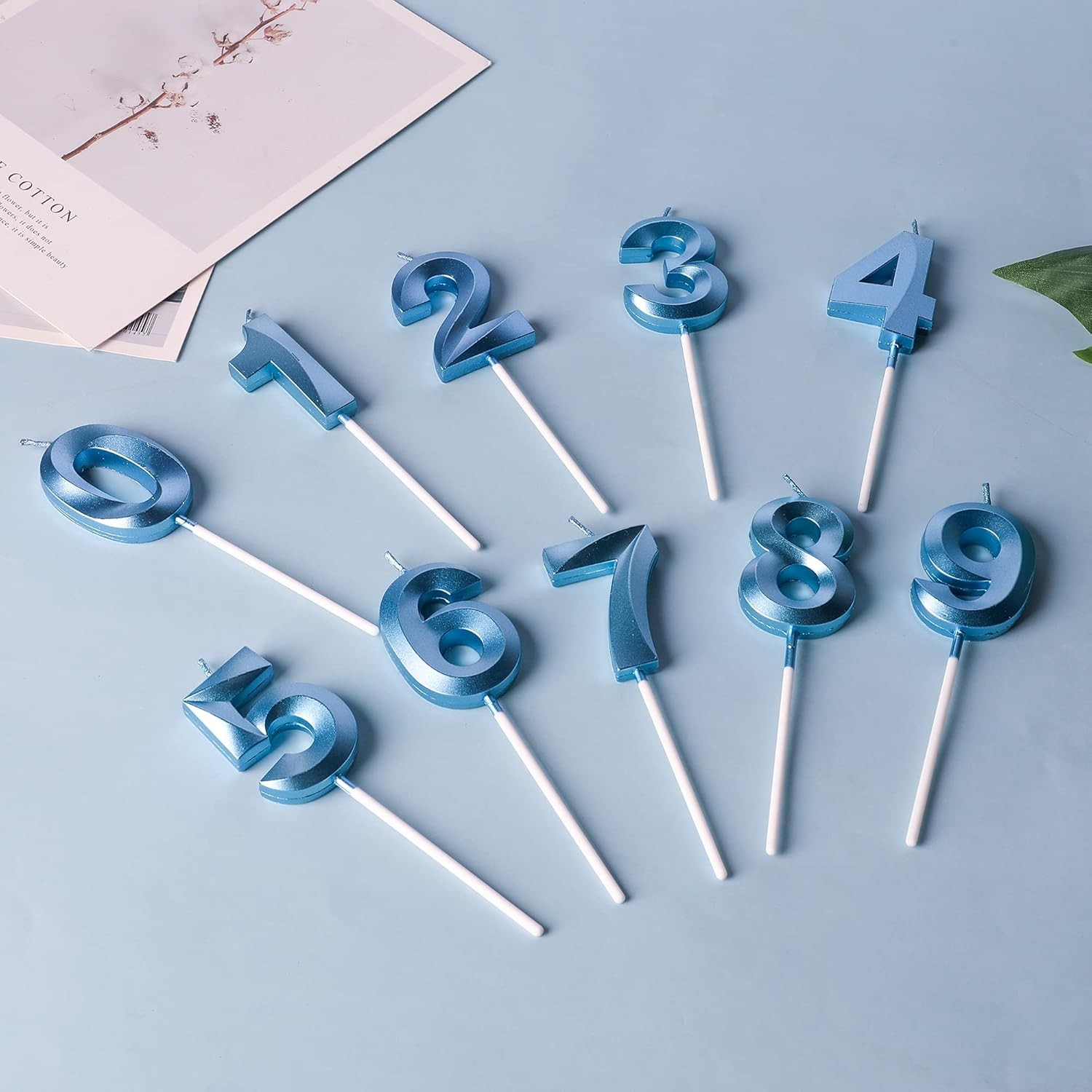 Lumanare Cifra 1, Flippy, Model Diamond, 5 x 3.4 cm, Albastru