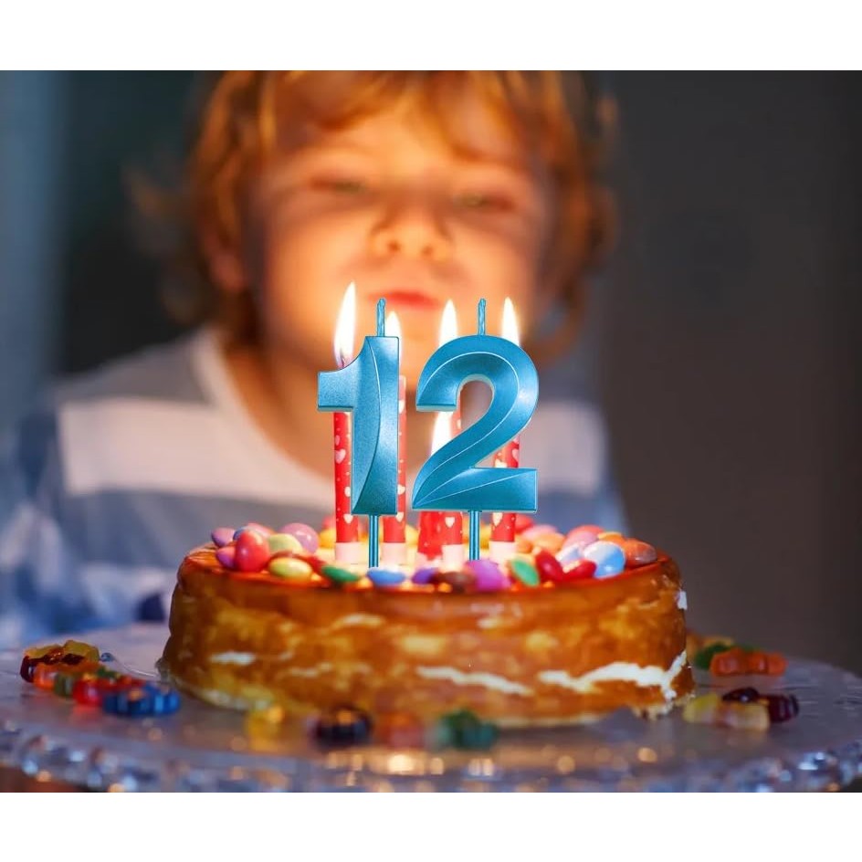 Lumanare Cifra 1, Flippy, Model Diamond, 5 x 3.4 cm, Albastru